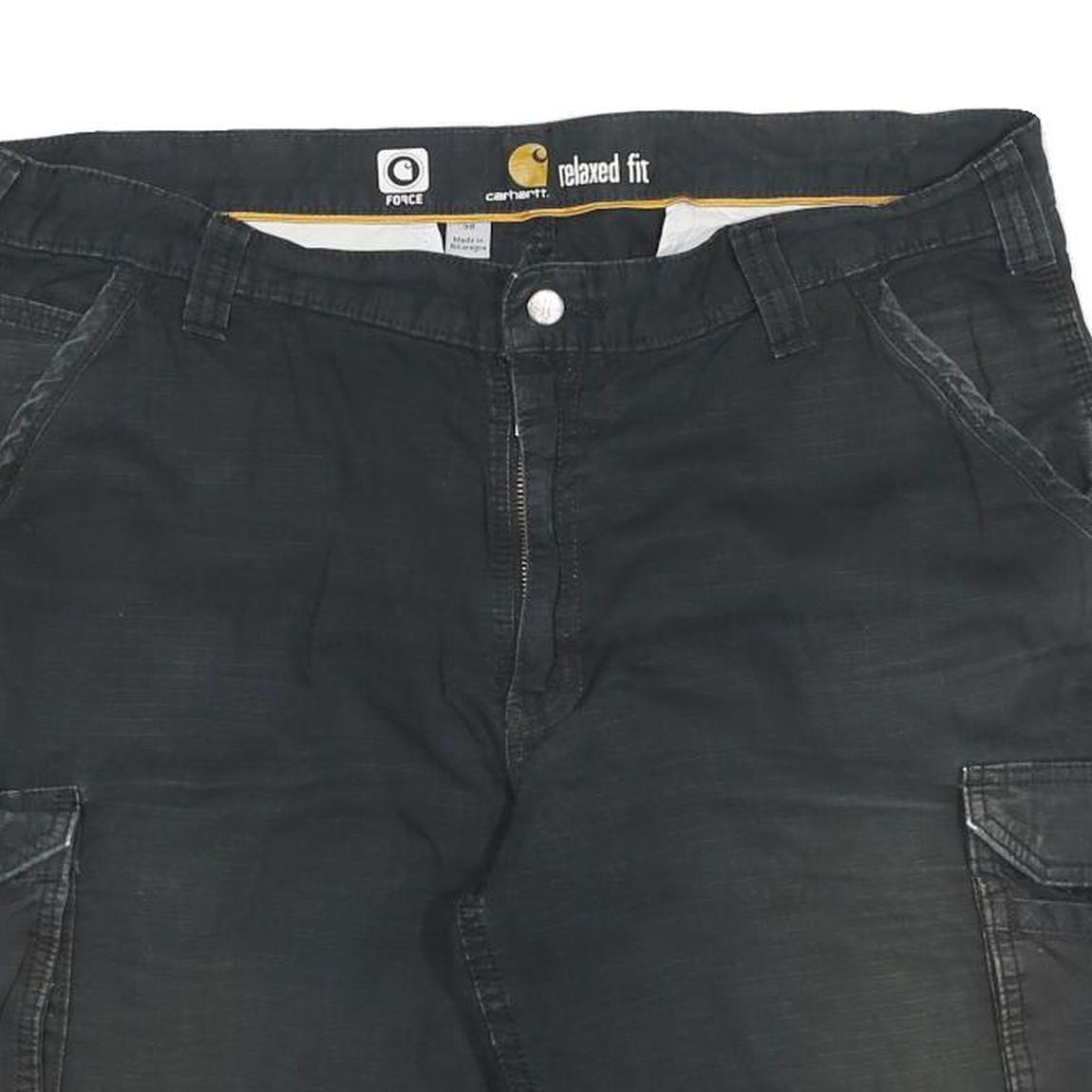 CARHARTT Mens Black Cargo Shorts 2XL W38 Cotton Blend Relaxed Fit Workwear