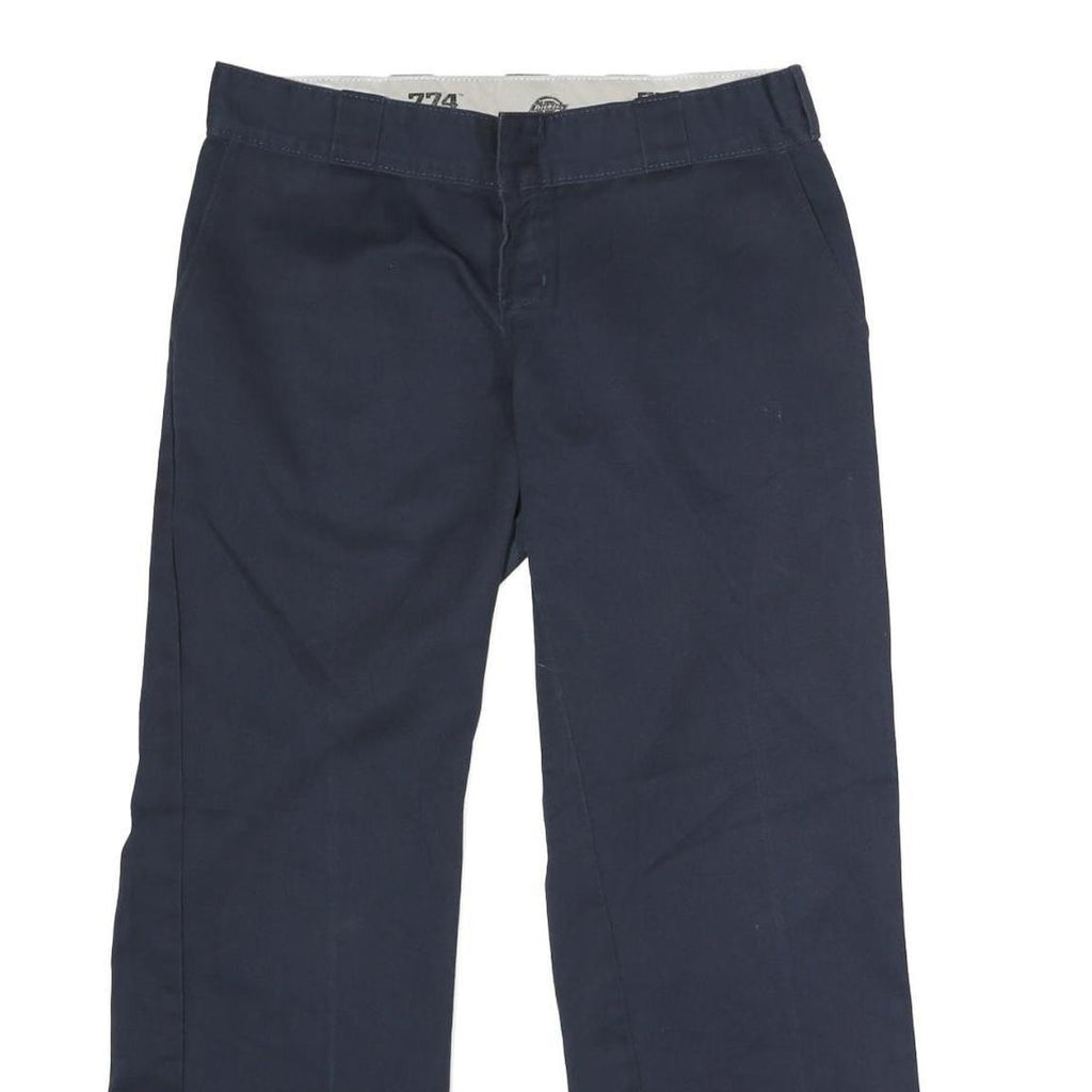 DICKIES Womens Navy Classic Straight Trousers W32 L28 Workwear Zip Closure