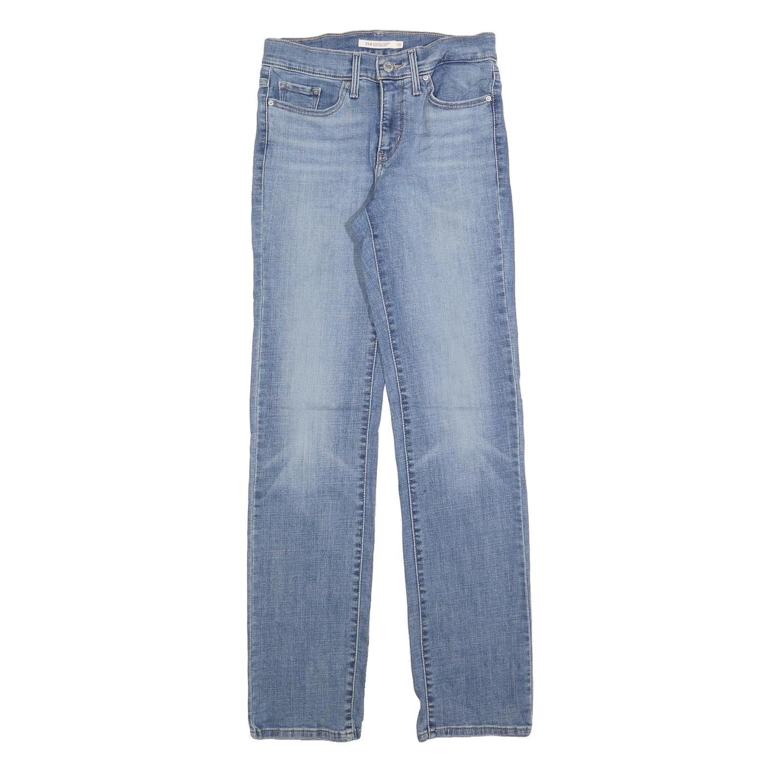 LEVI'S 314 Womens Jeans Blue Regular Straight Denim Light W26 L32 Classic Fit