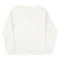 CALVIN KLEIN JEANS Womens White Polyester Blend Plain Crew Neck Basic Knit