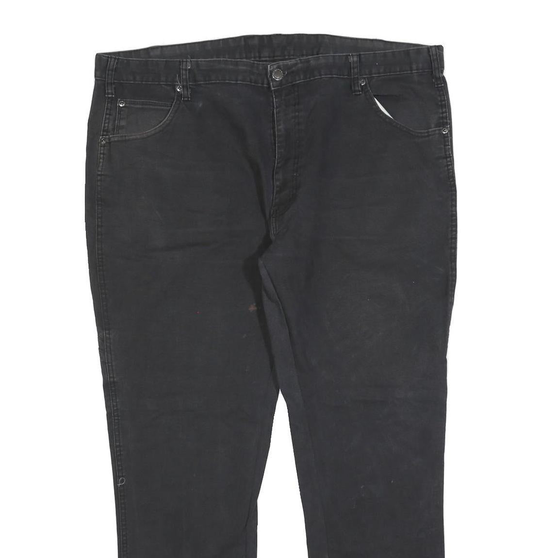 DICKIES Mens Regular Black Cotton Blend Denim Jeans W40 L30 Workwear Zip Closure