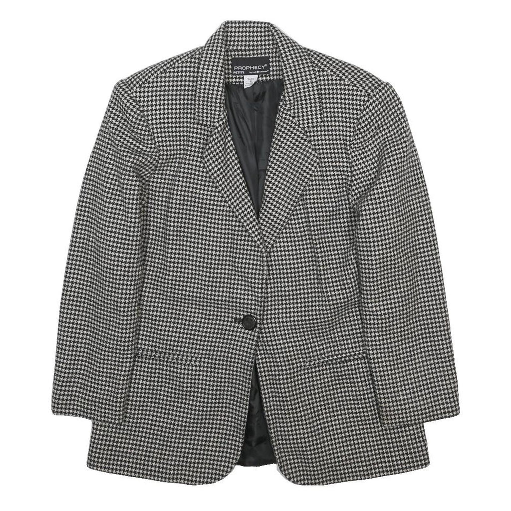 PROPHECY BY SAG HARBOR Womens Black & White Check Jacket S Wool Blend Button