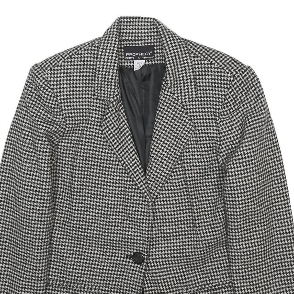 PROPHECY BY SAG HARBOR Womens Black & White Check Jacket S Wool Blend Button