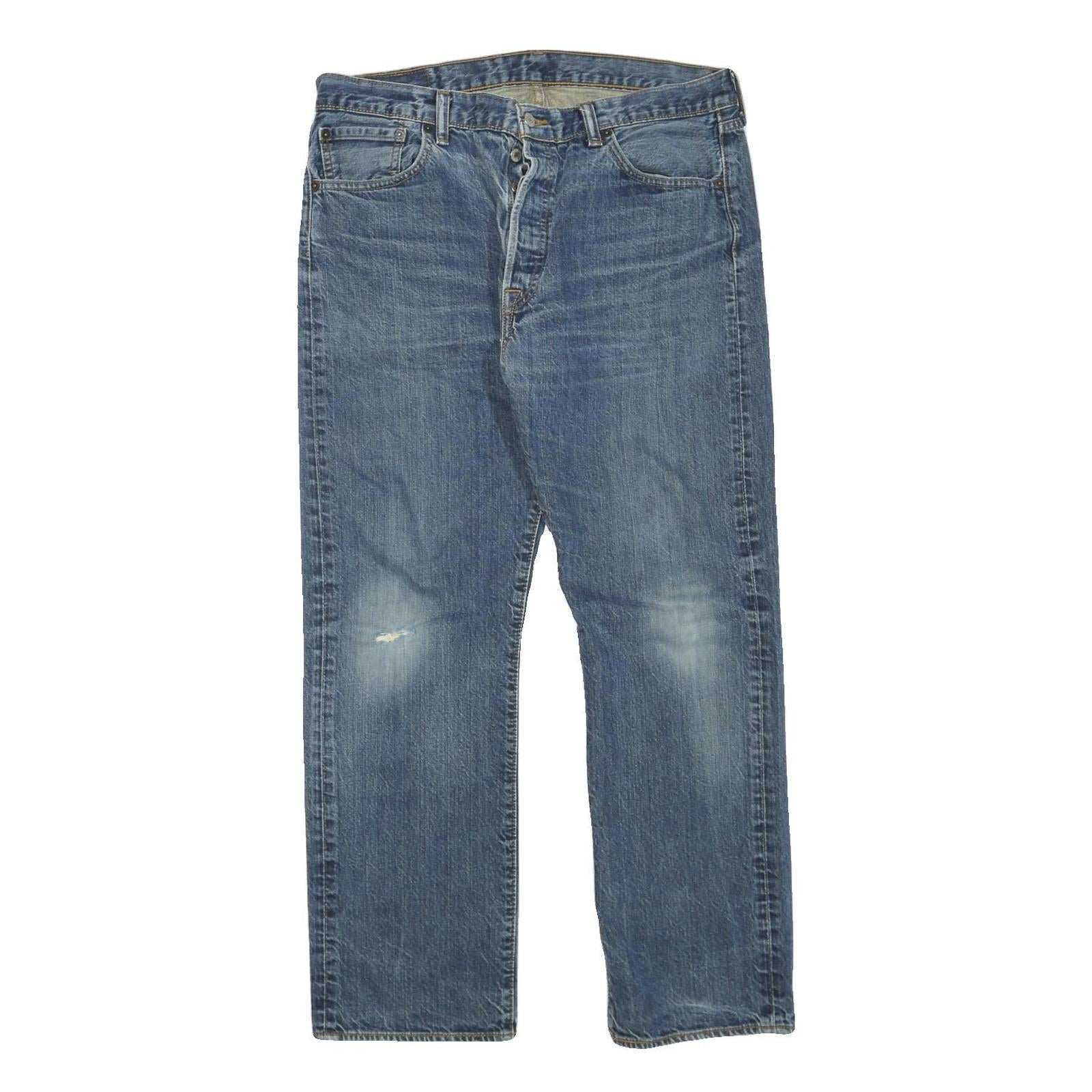LEVI'S 501 Mens Blue Regular Straight Denim Medium W36 L30 Classic Button Fly