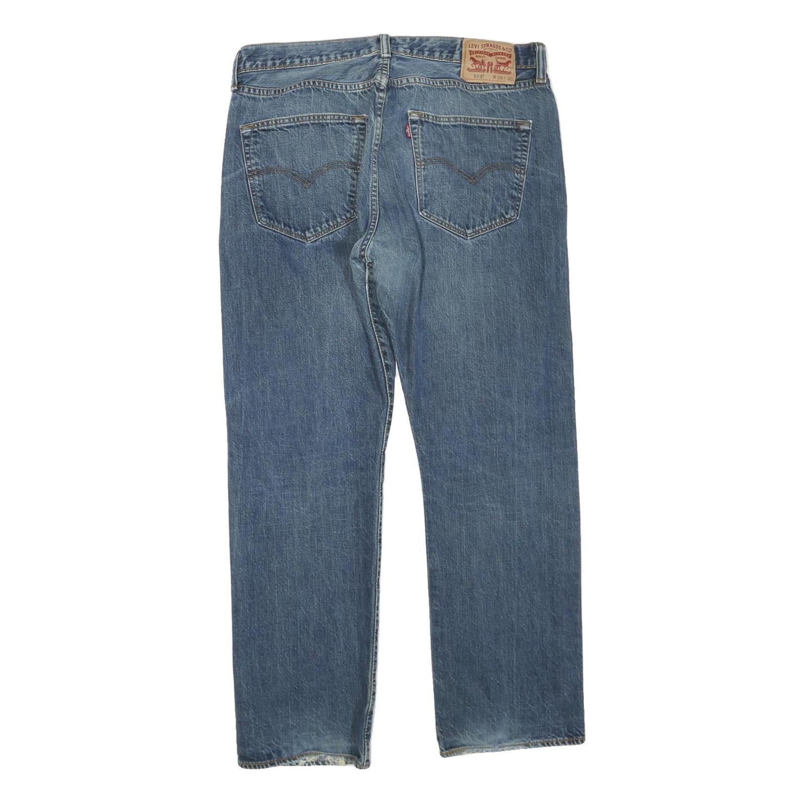 LEVI'S 501 Mens Blue Regular Straight Denim Medium W36 L30 Classic Button Fly