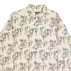 WOOLRICH Mens Cream Brown All Over Print Cotton Shirt XL Button Down Long Sleeve
