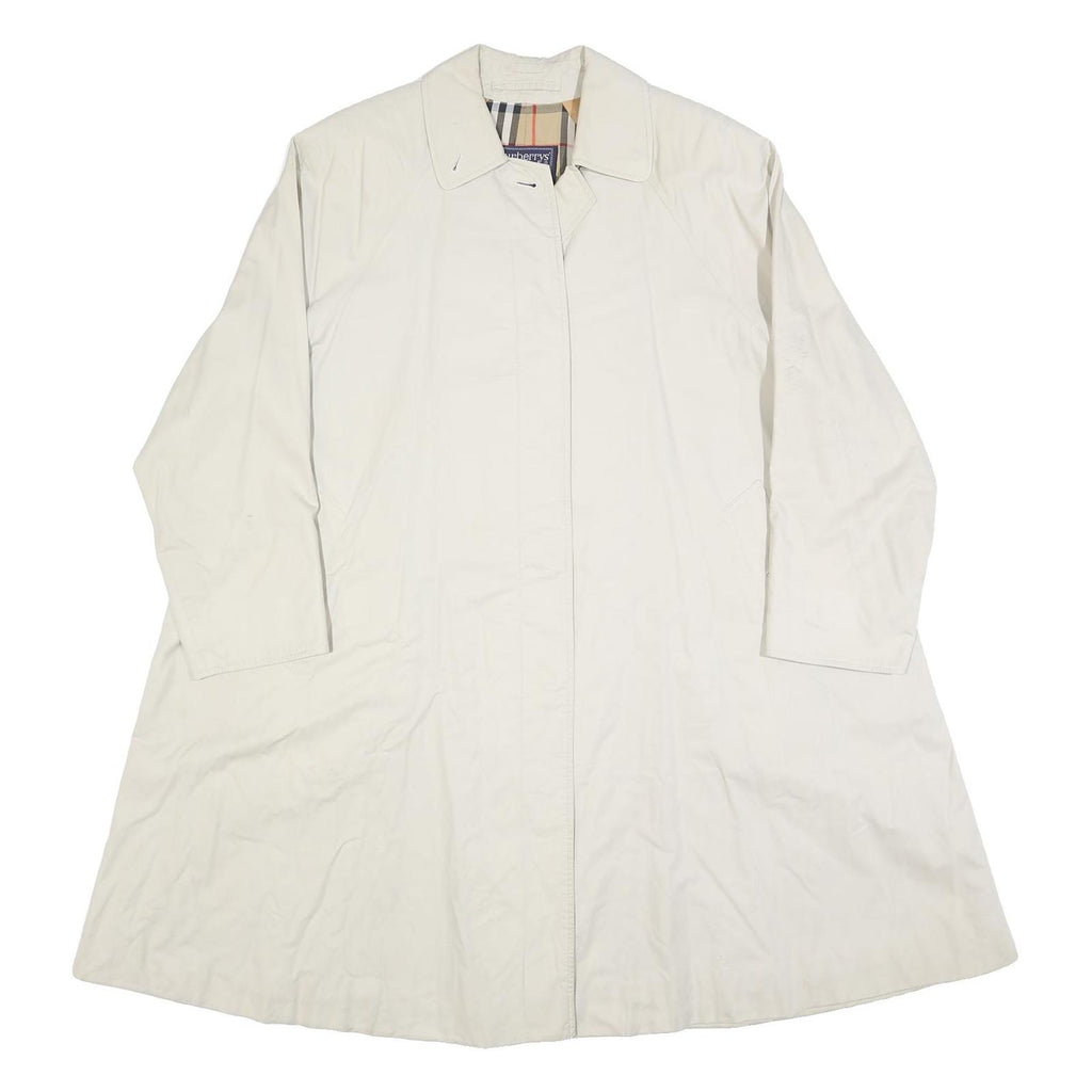 BURBERRY Womens Cream Cotton Coat UK 10 Plain Button Closure Classic Fit