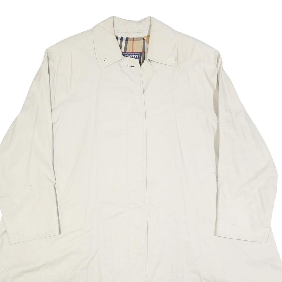 BURBERRY Womens Cream Cotton Coat UK 10 Plain Button Closure Classic Fit