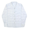 Mens White Shirt M Polyester Grid Pattern Long Sleeve Button Closure Regular Fit