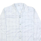 Mens White Shirt M Polyester Grid Pattern Long Sleeve Button Closure Regular Fit