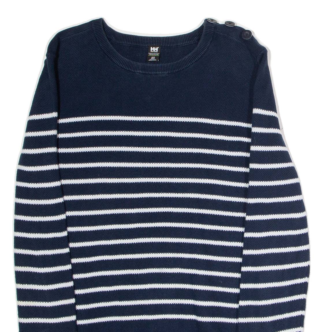 HELLY HANSEN Womens Patterned Jumper Blue Striped Crew Neck Tight Knit S