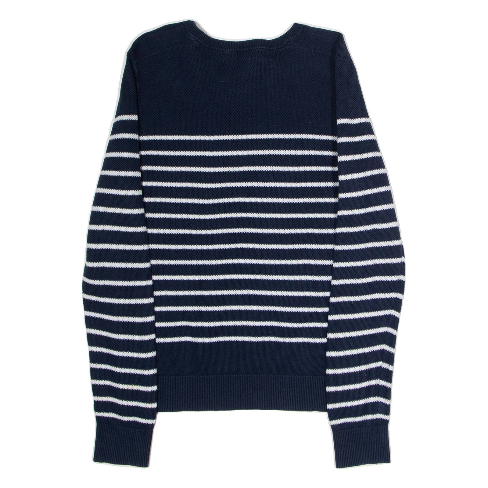 HELLY HANSEN Womens Patterned Jumper Blue Striped Crew Neck Tight Knit S