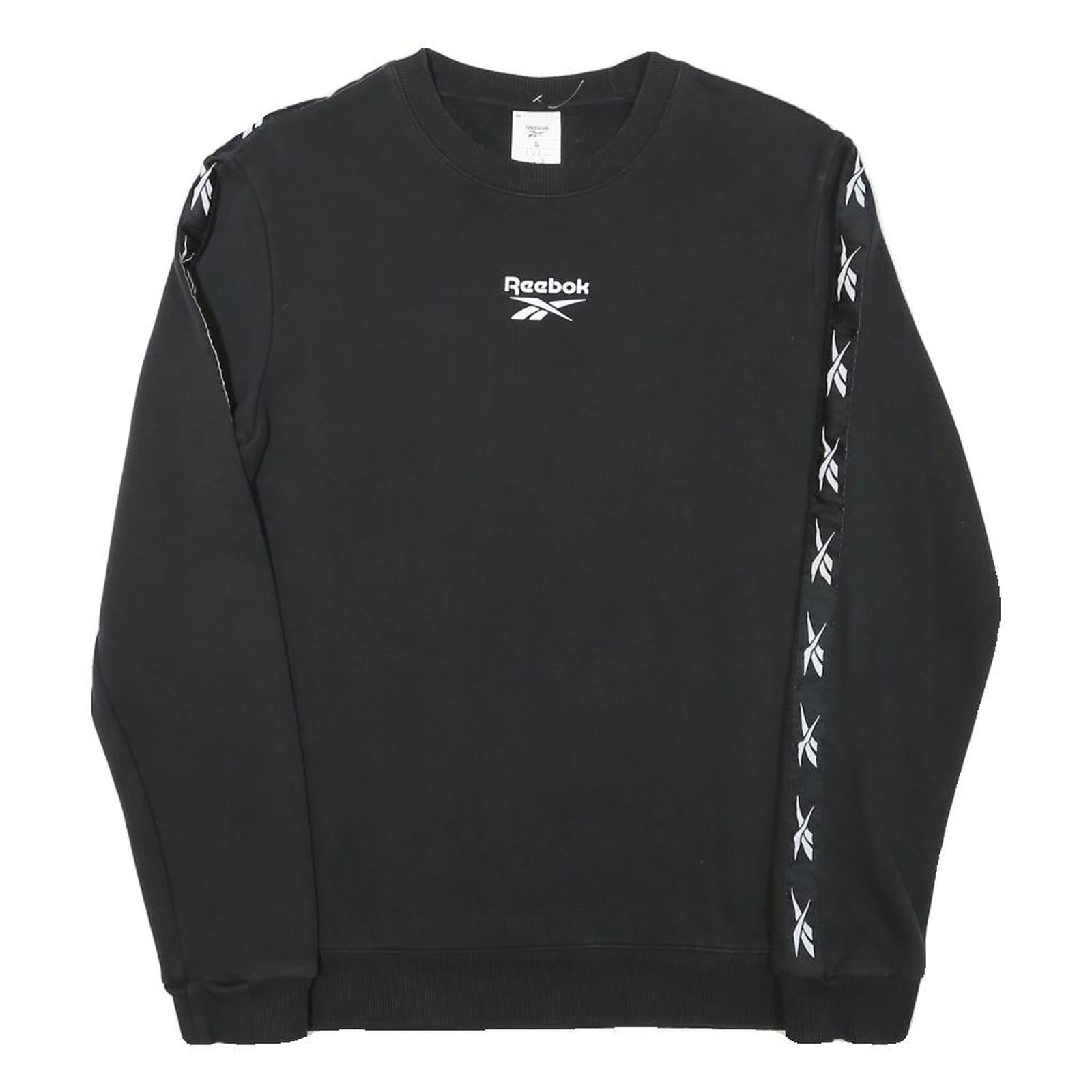 REEBOK Mens Black S Sweatshirt Crew Neck Cotton Blend Comfortable Casual