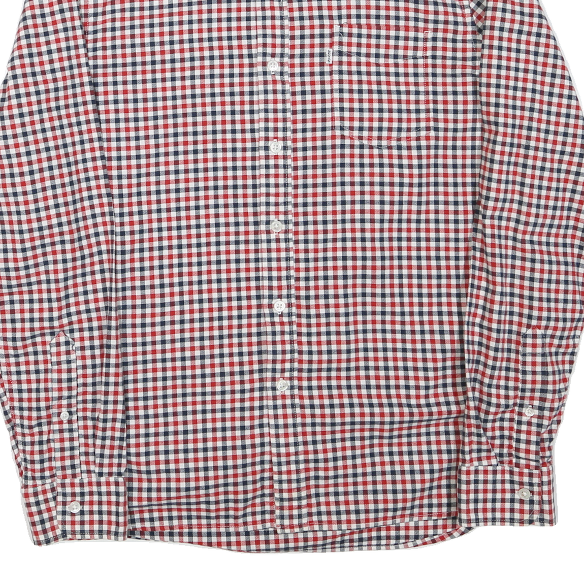 LEVI'S Mens Red & Blue Checked Cotton Blend Shirt M Classic Casual Button-Up