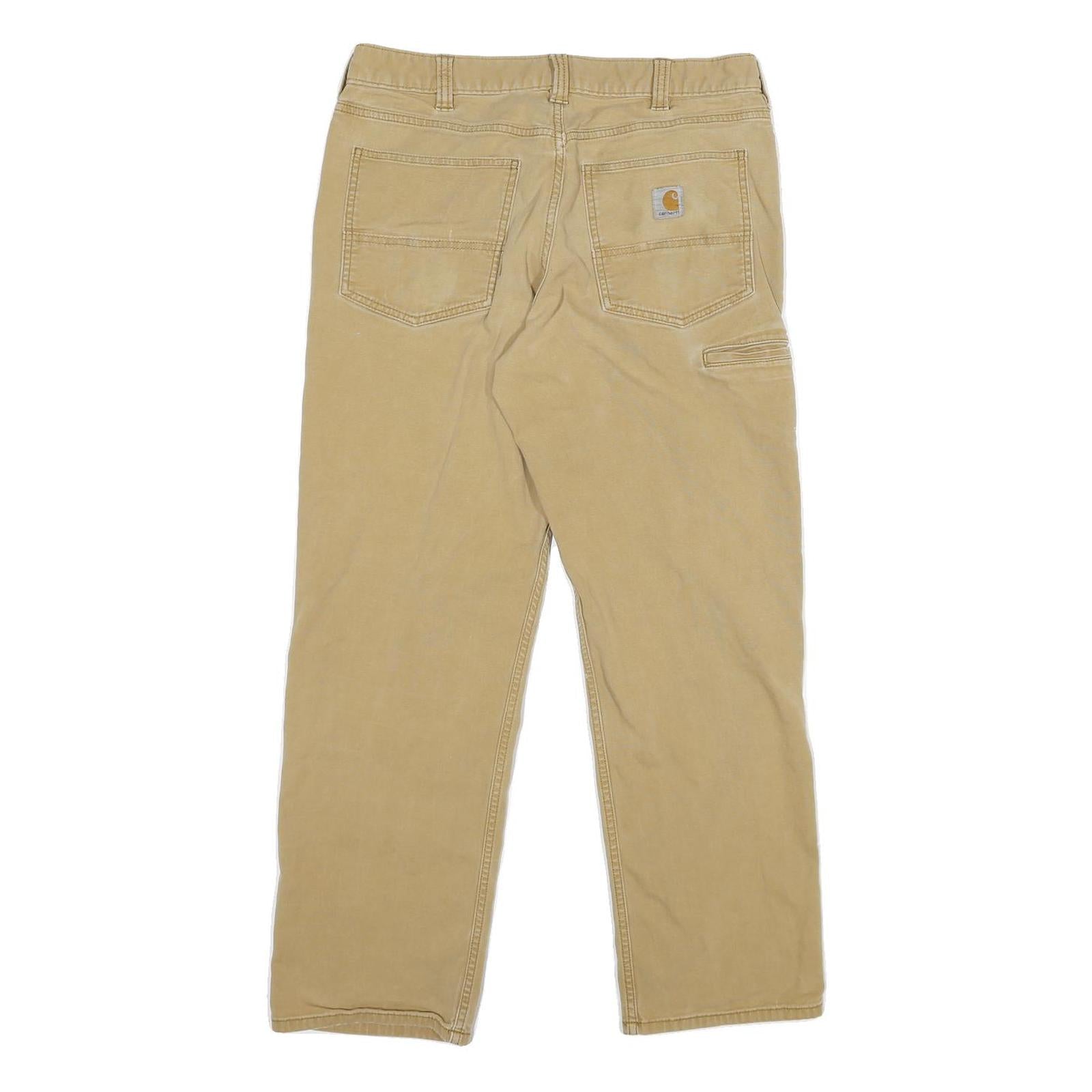CARHARTT Mens Cotton Blend Beige Relaxed Straight Trousers W32 L28 Workwear