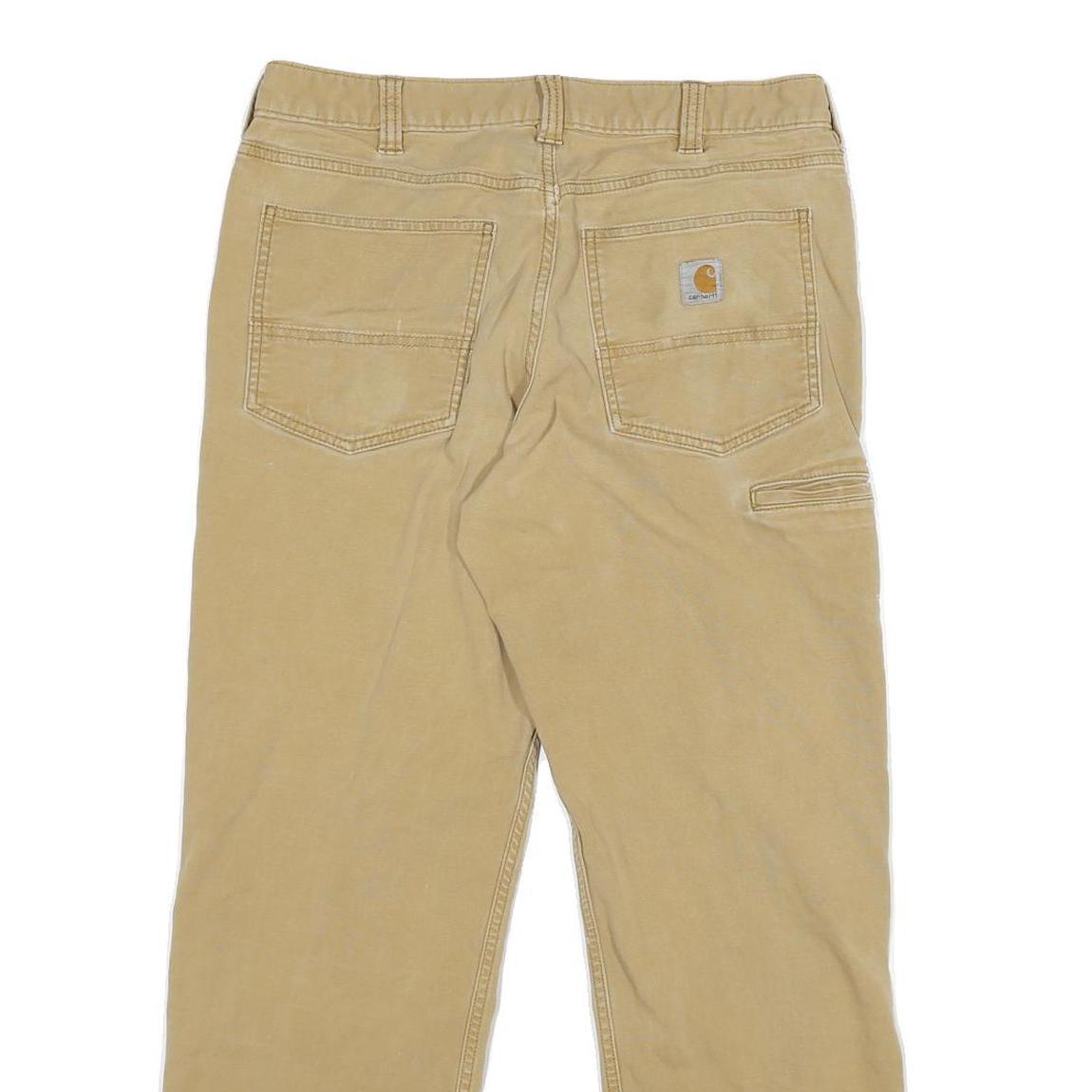 CARHARTT Mens Cotton Blend Beige Relaxed Straight Trousers W32 L28 Workwear