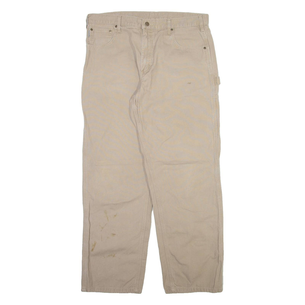 CARHARTT Carpenter Mens Trousers Beige Loose Straight W38 L32