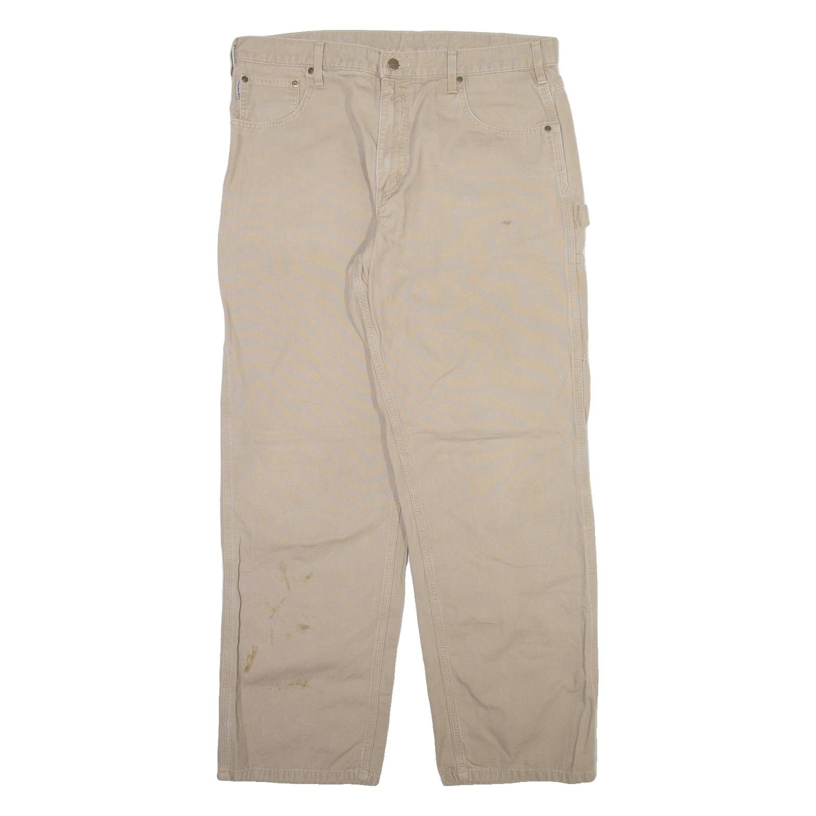 CARHARTT Carpenter Mens Trousers Beige Loose Straight W38 L32