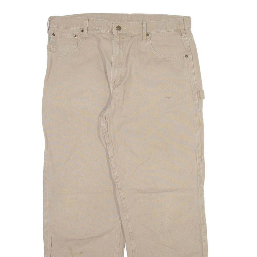 CARHARTT Carpenter Mens Trousers Beige Loose Straight W38 L32