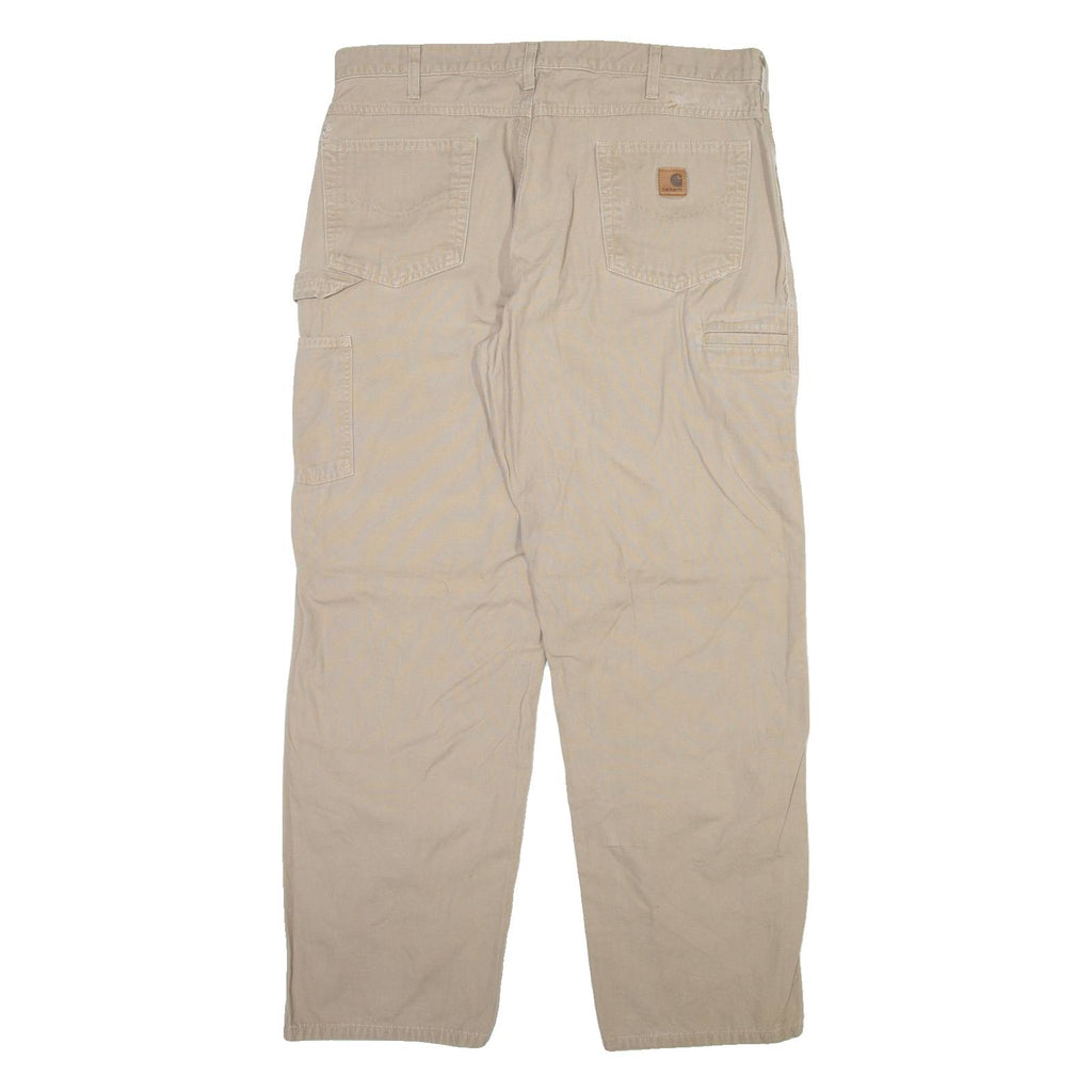 CARHARTT Carpenter Mens Trousers Beige Loose Straight W38 L32