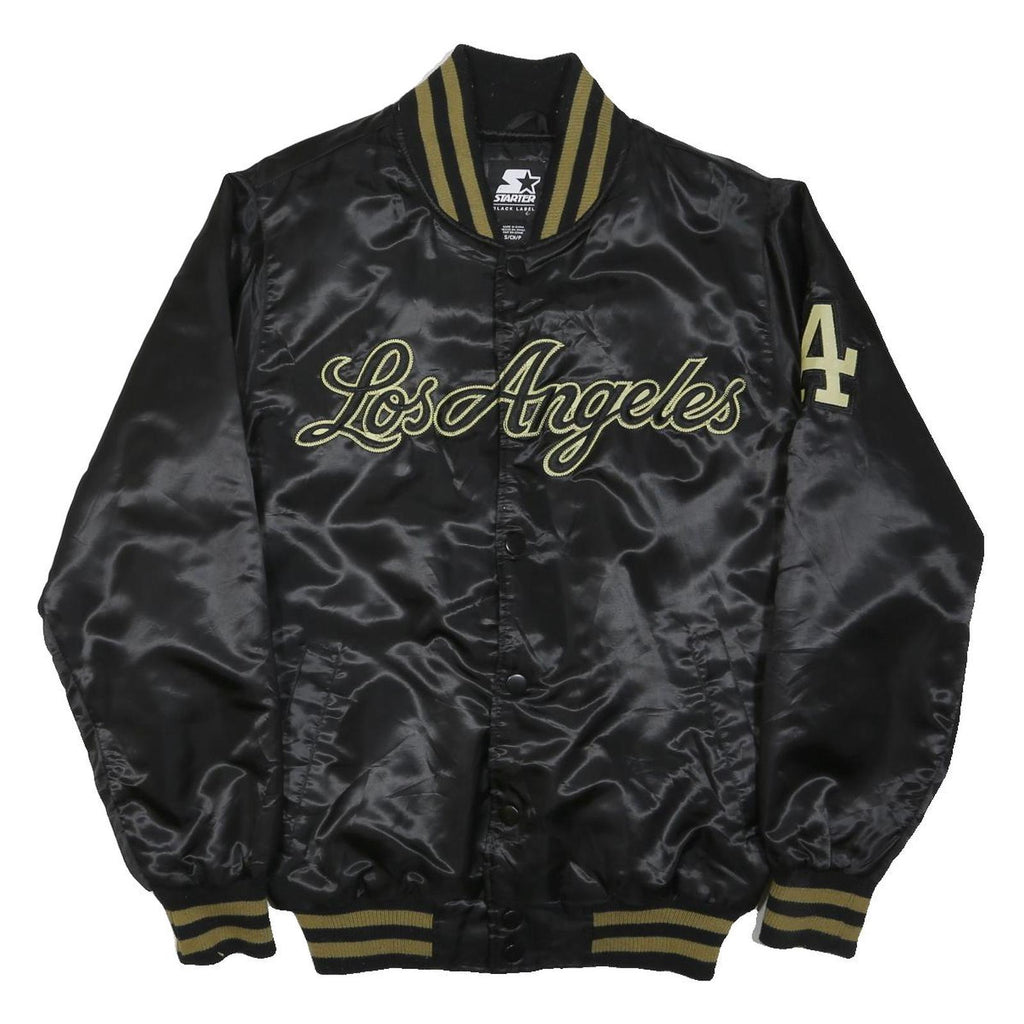STARTER Mens Black & Gold Los Angeles Button Jacket S Polyester Blend Satin