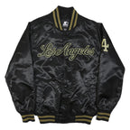 STARTER Mens Black & Gold Los Angeles Button Jacket S Polyester Blend Satin