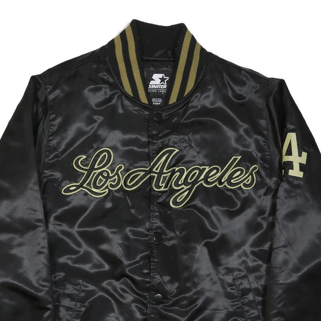 STARTER Mens Black & Gold Los Angeles Button Jacket S Polyester Blend Satin