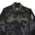 STARTER Mens Black & Gold Los Angeles Button Jacket S Polyester Blend Satin