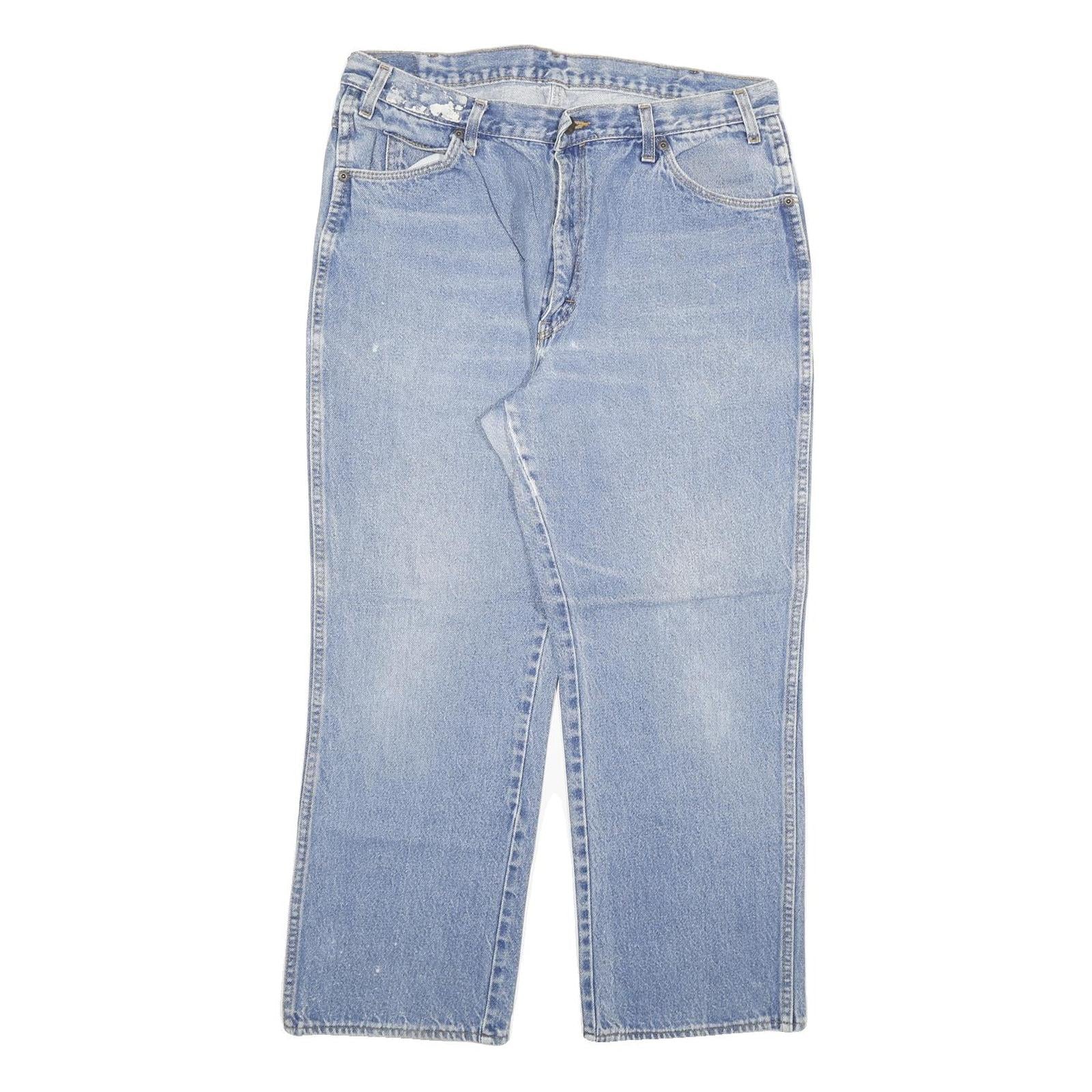 DICKIES Mens Jeans Blue Regular Straight Denim Light W34 L27 Classic Workwear