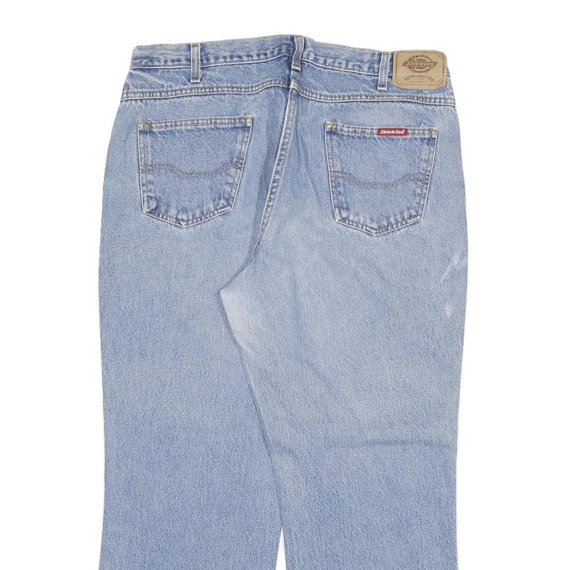 DICKIES Mens Jeans Blue Regular Straight Denim Light W34 L27 Classic Workwear