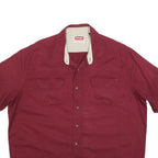 WRANGLER Mens Maroon Shirt XL Cotton Blend Short Sleeve Casual Button Front