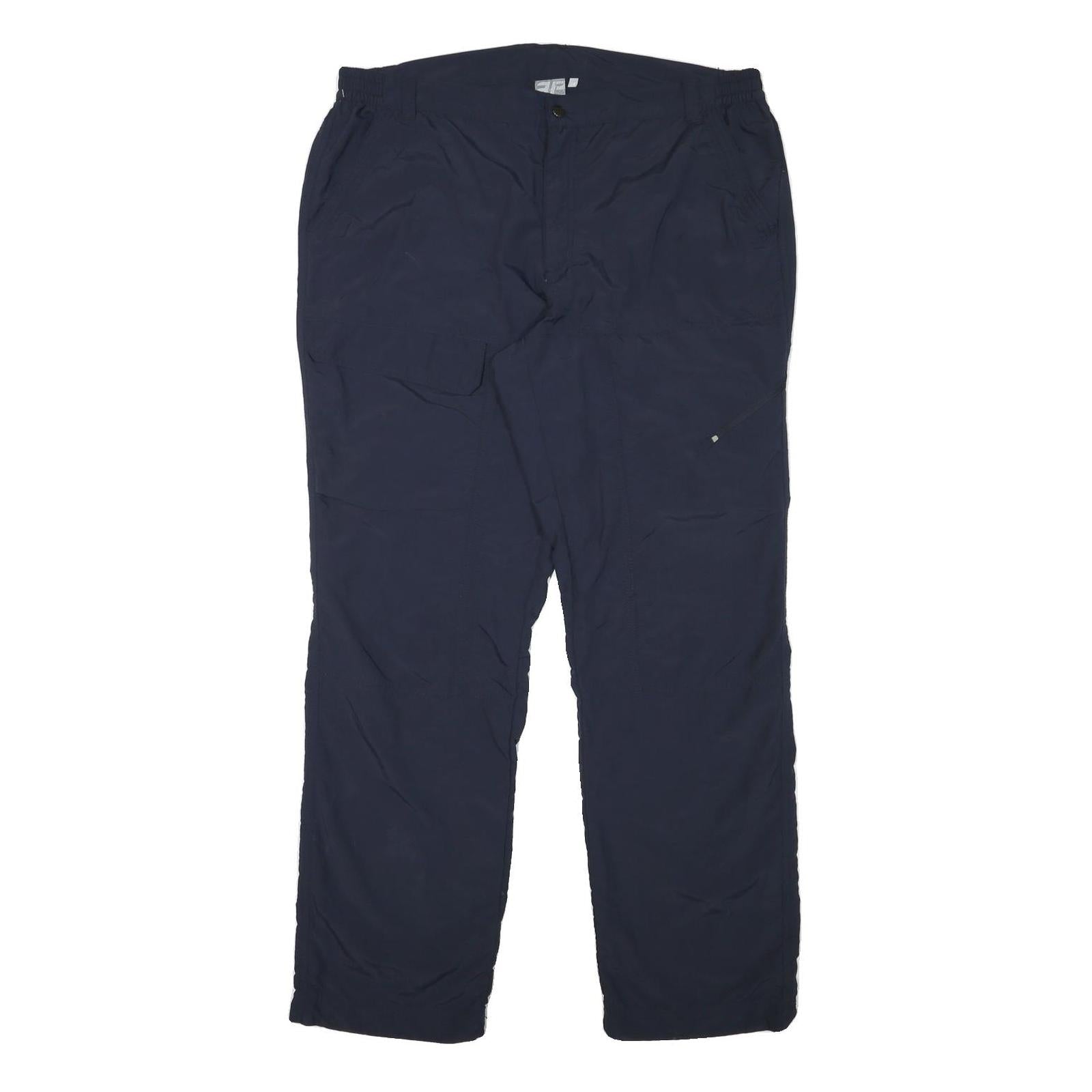 EP Mens Polyester Blend Navy Regular Fit Straight Leg Trousers W38 L32 Zip