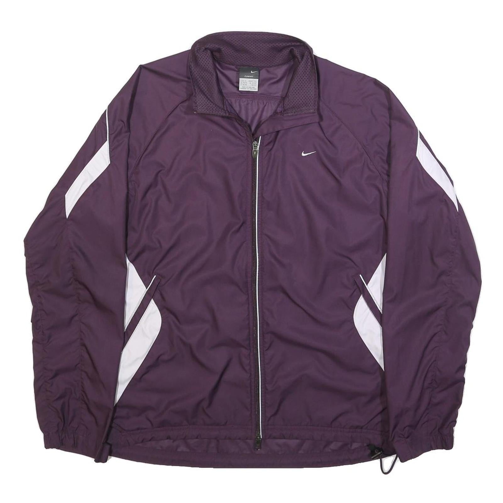 NIKE Womens Purple & White Zip Jacket XL Polyester Colourblock Sportswear