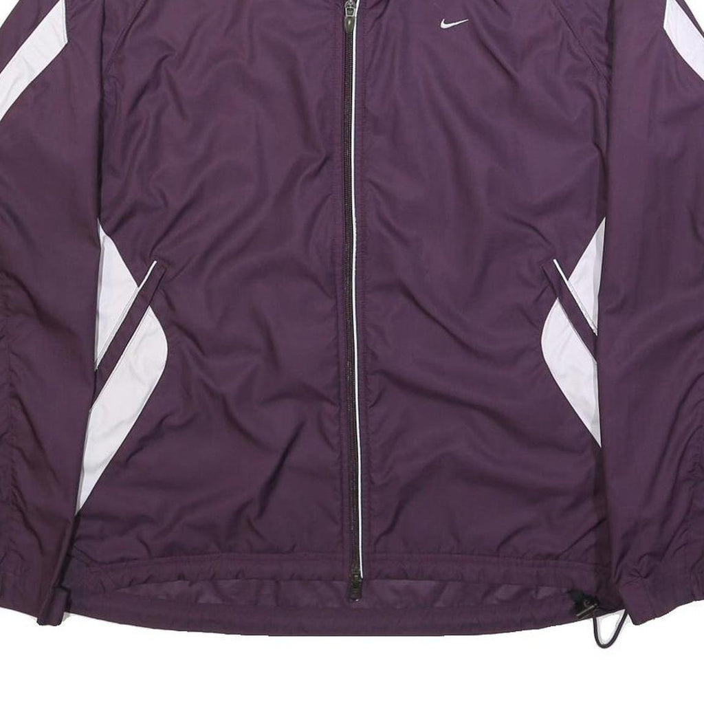 NIKE Womens Purple & White Zip Jacket XL Polyester Colourblock Sportswear