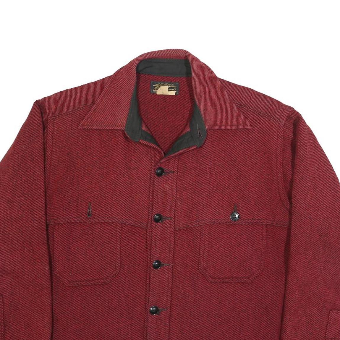 EDDIE BAUER Mens Red Wool Blend Shirt L Long Sleeve Button Closure Classic Fit