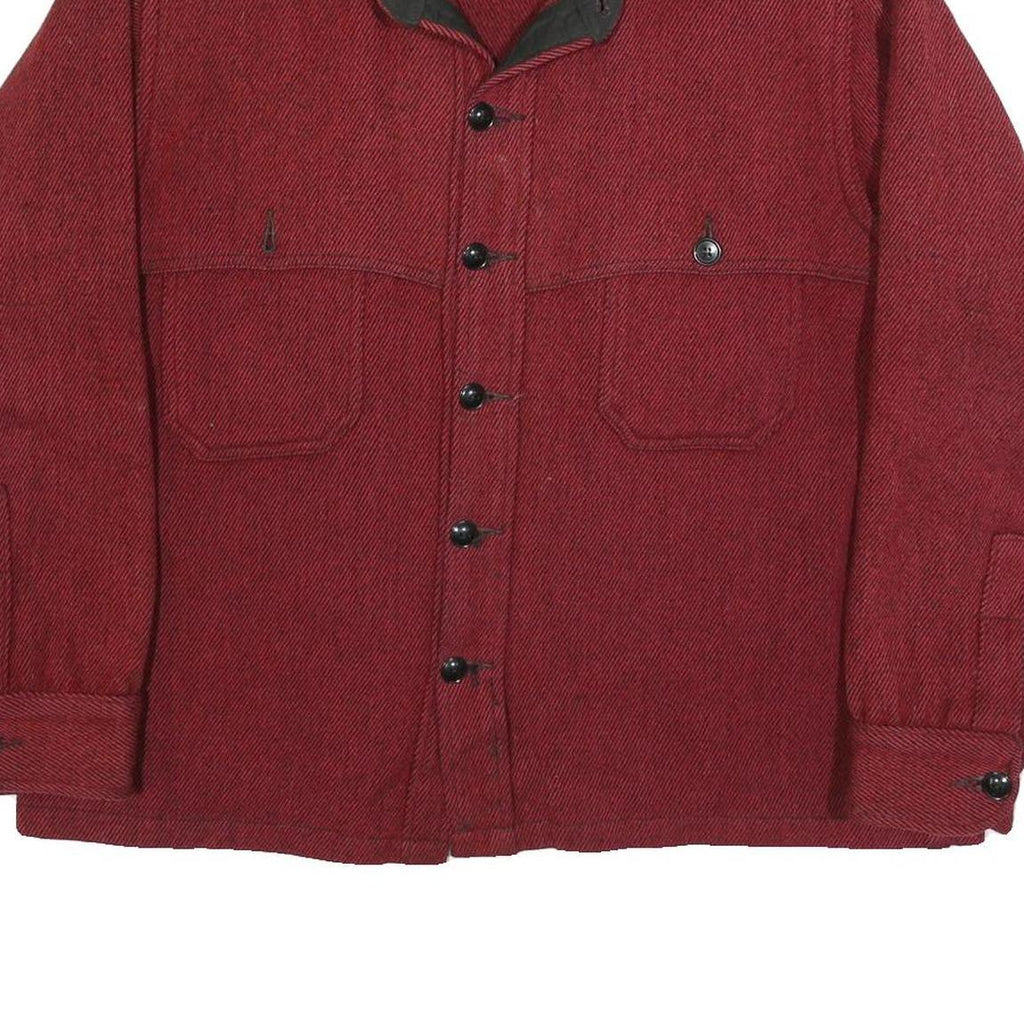 EDDIE BAUER Mens Red Wool Blend Shirt L Long Sleeve Button Closure Classic Fit