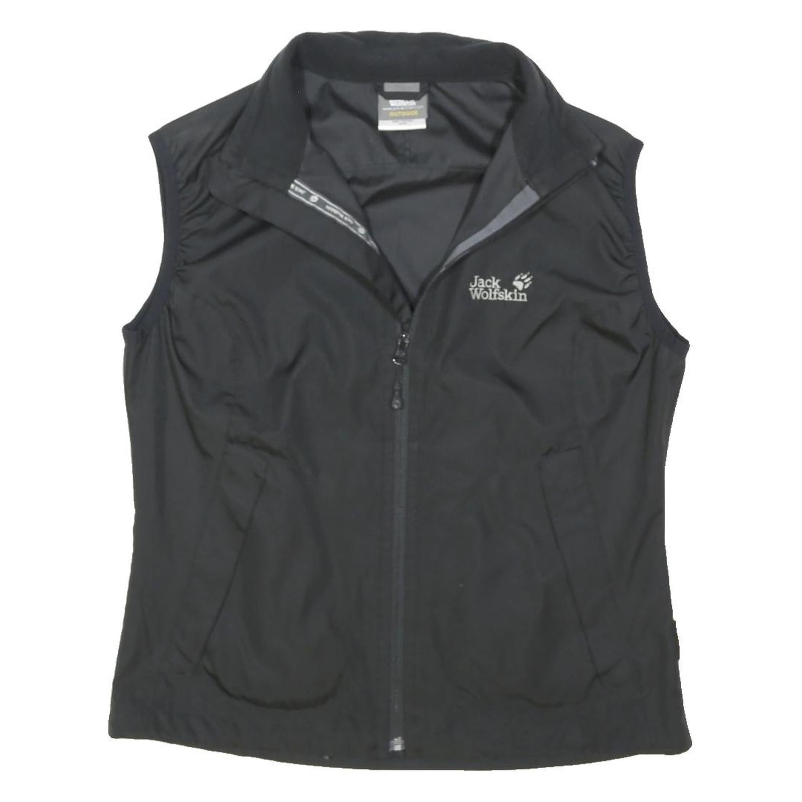 JACK WOLFSKIN Womens Black Outdoor Jacket UK 14 Nylon Zip Sleeveless Lightweight