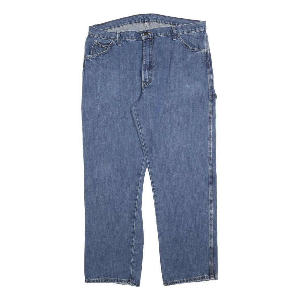 DICKIES Mens Blue Regular Fit Carpenter Denim Jeans W40 L32 Workwear Zip Closure