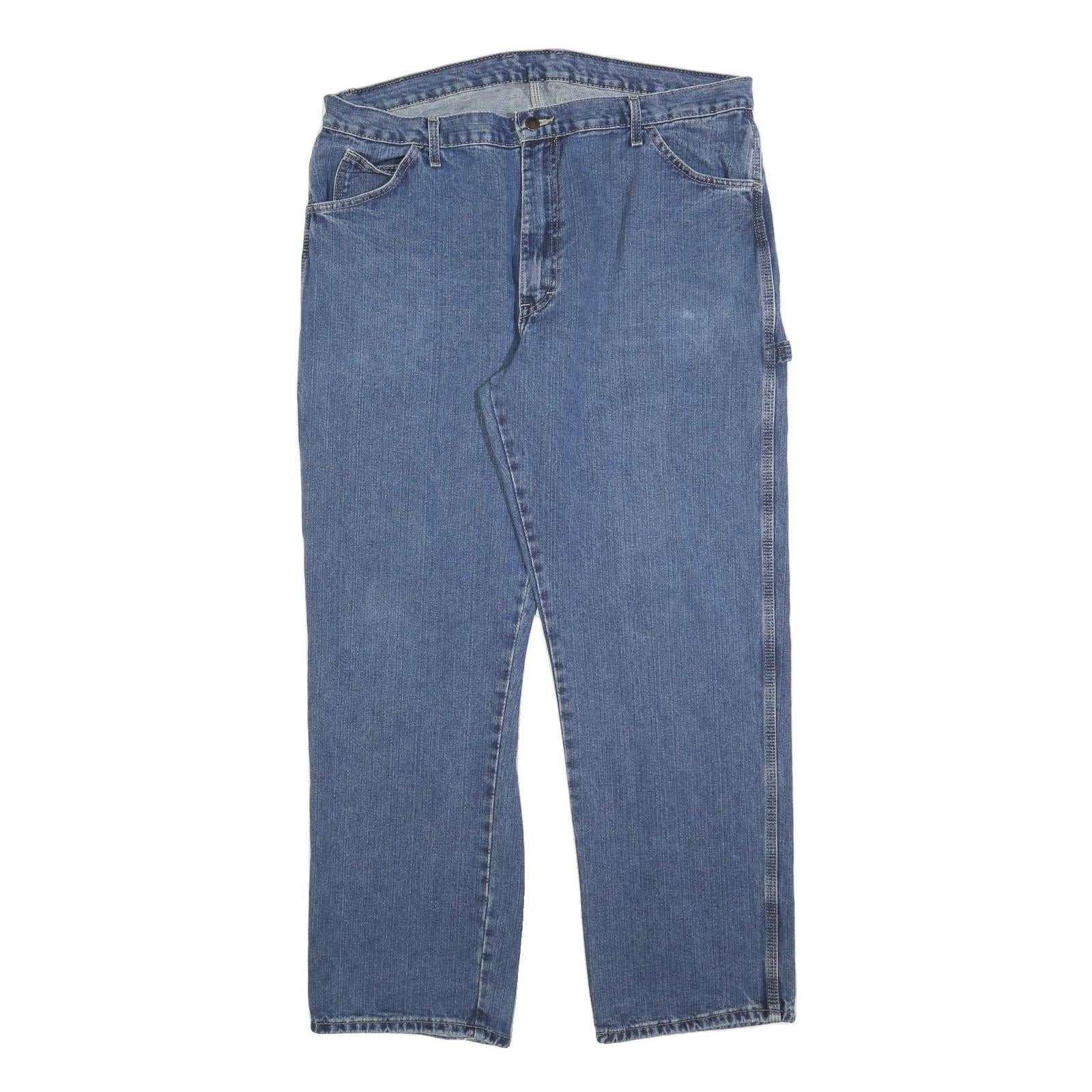 DICKIES Mens Blue Regular Fit Carpenter Denim Jeans W40 L32 Workwear Zip Closure