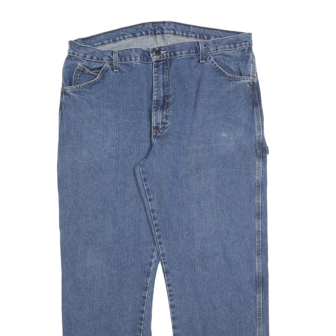 DICKIES Mens Blue Regular Fit Carpenter Denim Jeans W40 L32 Workwear Zip Closure