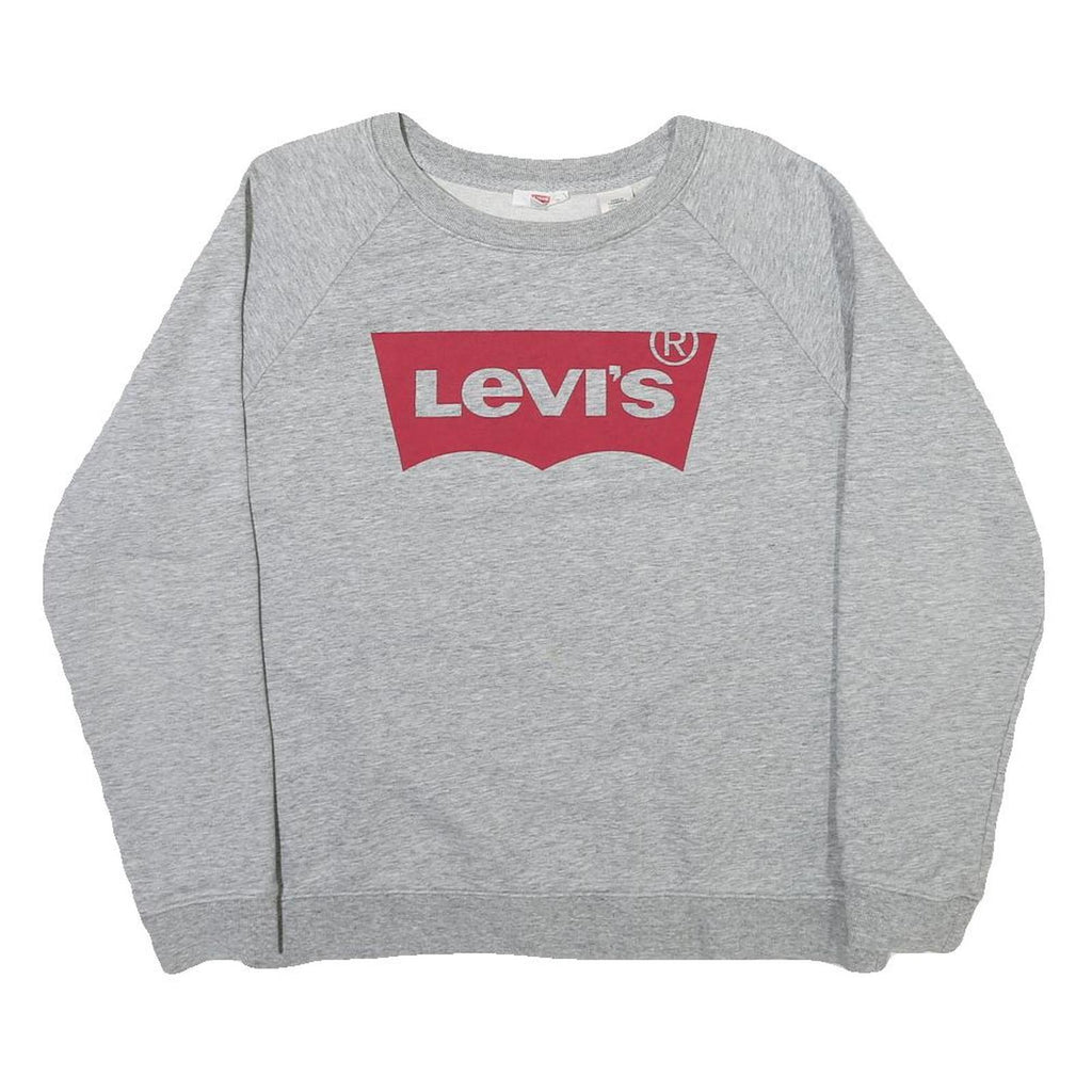 LEVI'S Mens Grey Crew Neck M Cotton Blend Sweatshirt Pullover Casual Logo