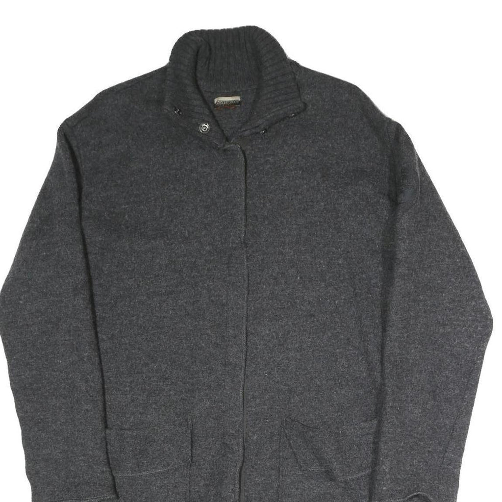 NAPAPIJRI Womens Grey Plain Pullover Crew Neck Basic Knit S Cotton Blend Sweater