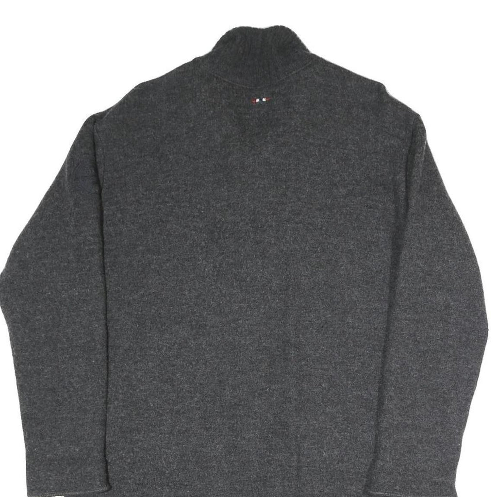 NAPAPIJRI Womens Grey Plain Pullover Crew Neck Basic Knit S Cotton Blend Sweater