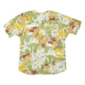 Womens Green & Yellow Floral Printed Short Sleeve Button Neck Top XL Lightweight