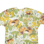 Womens Green & Yellow Floral Printed Short Sleeve Button Neck Top XL Lightweight