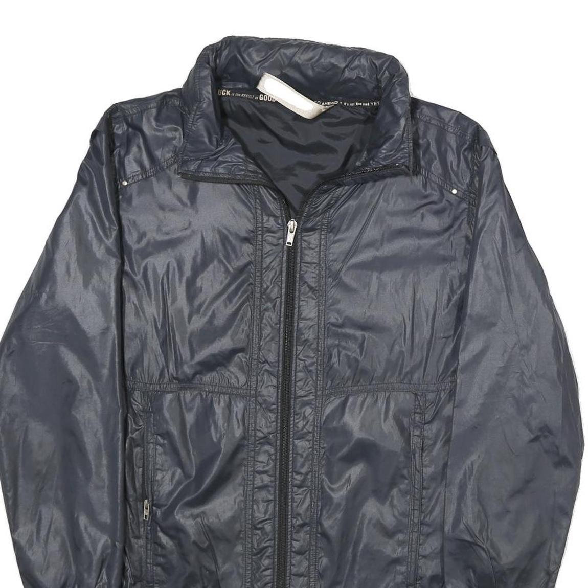 REEBOK Womens Black Nylon Zip Jacket M Lightweight Outdoor Activewear