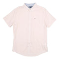 TOMMY HILFIGER Mens White Short Sleeve Shirt L Cotton Button Down Casual