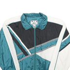 SUNTERRA Womens Teal & Black White Colourblock Zip Nylon Track Jacket M