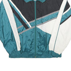 SUNTERRA Womens Teal & Black White Colourblock Zip Nylon Track Jacket M
