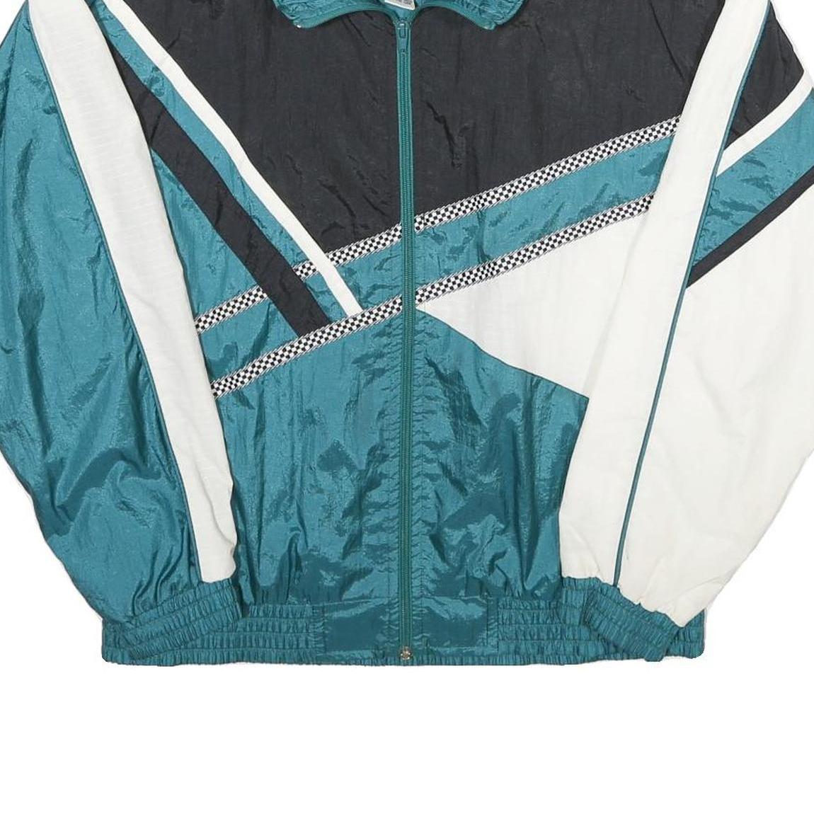 SUNTERRA Womens Teal & Black White Colourblock Zip Nylon Track Jacket M
